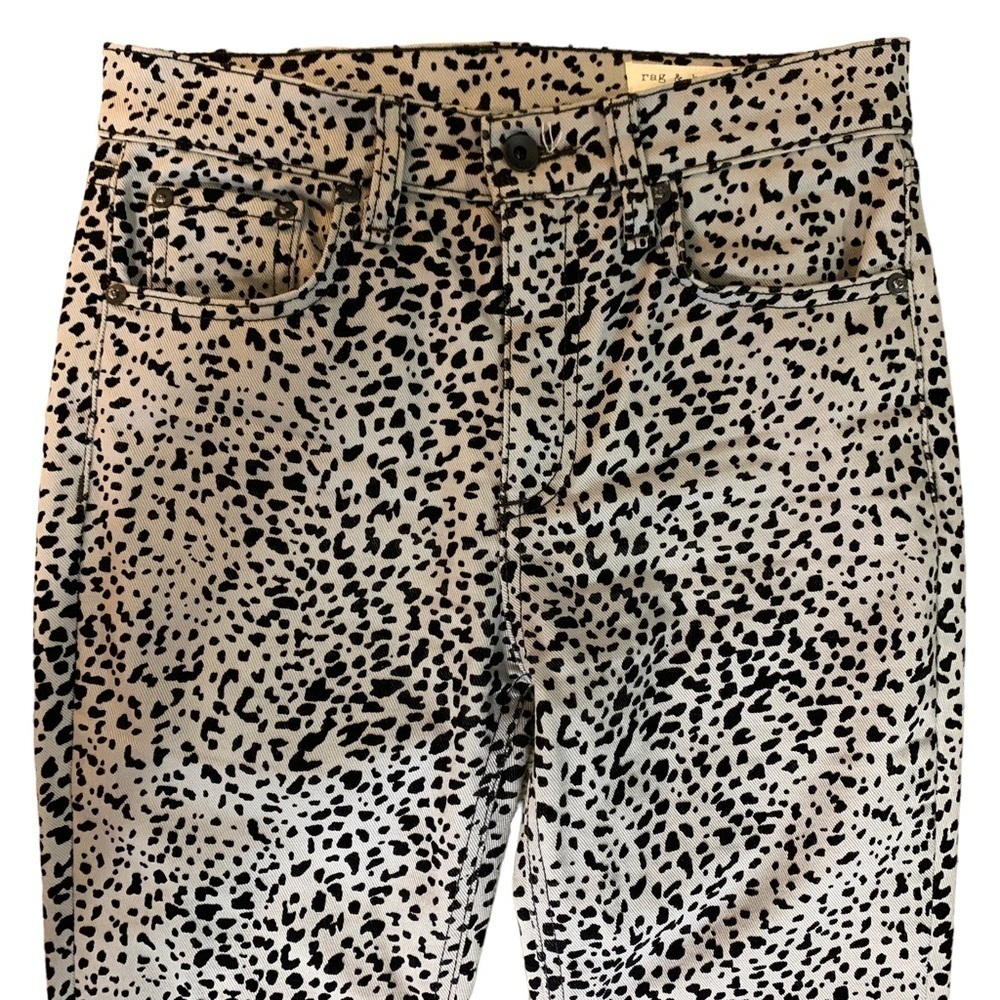 Rag & Bone High Rise Cheetah Print Raw Hem Jeans … - image 3